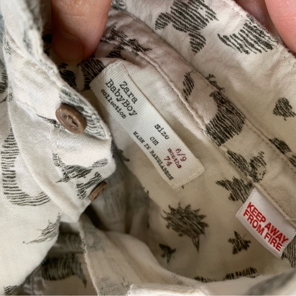 Zara baby boy suspenders 6 to 9 mths with button down shirt - Picture 4 of 5